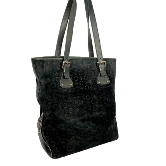 Vintage Celine black suede leather jacquard monogram tote bag - Picture 2 of 16